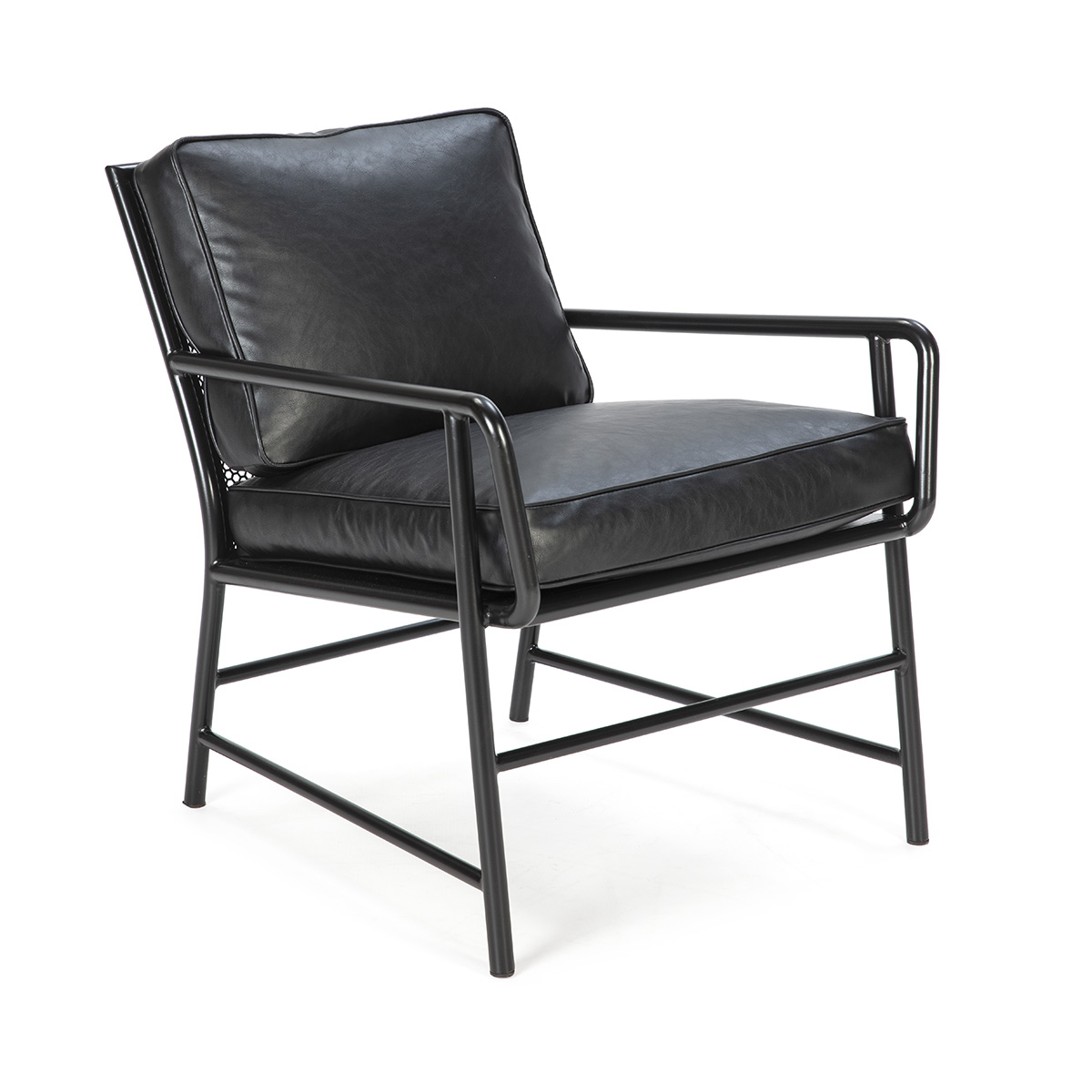 Sillón 63x95x79 Metal Gris Oscuro/P.Piel Negro