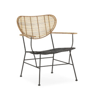 Sillón 64x66x80 cm Metal/Mimbre -- Negro/Natural