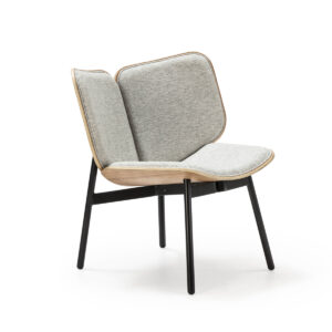 Sillón 64x70x74 Tela/Madera de Haya/Metal Gris/Natural/Negro