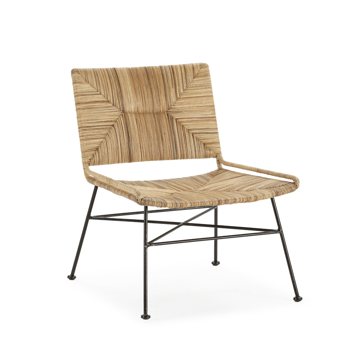 Sillón 65x56x72 cm Metal/Mimbre -- Negro/Natural