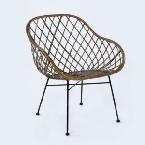 Sillón 66x66x77 Metal/Mimbre -- Marrón
