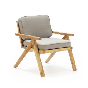 Sillón 66X70X83 Madera de Teca/Tela -- Natural/Gris
