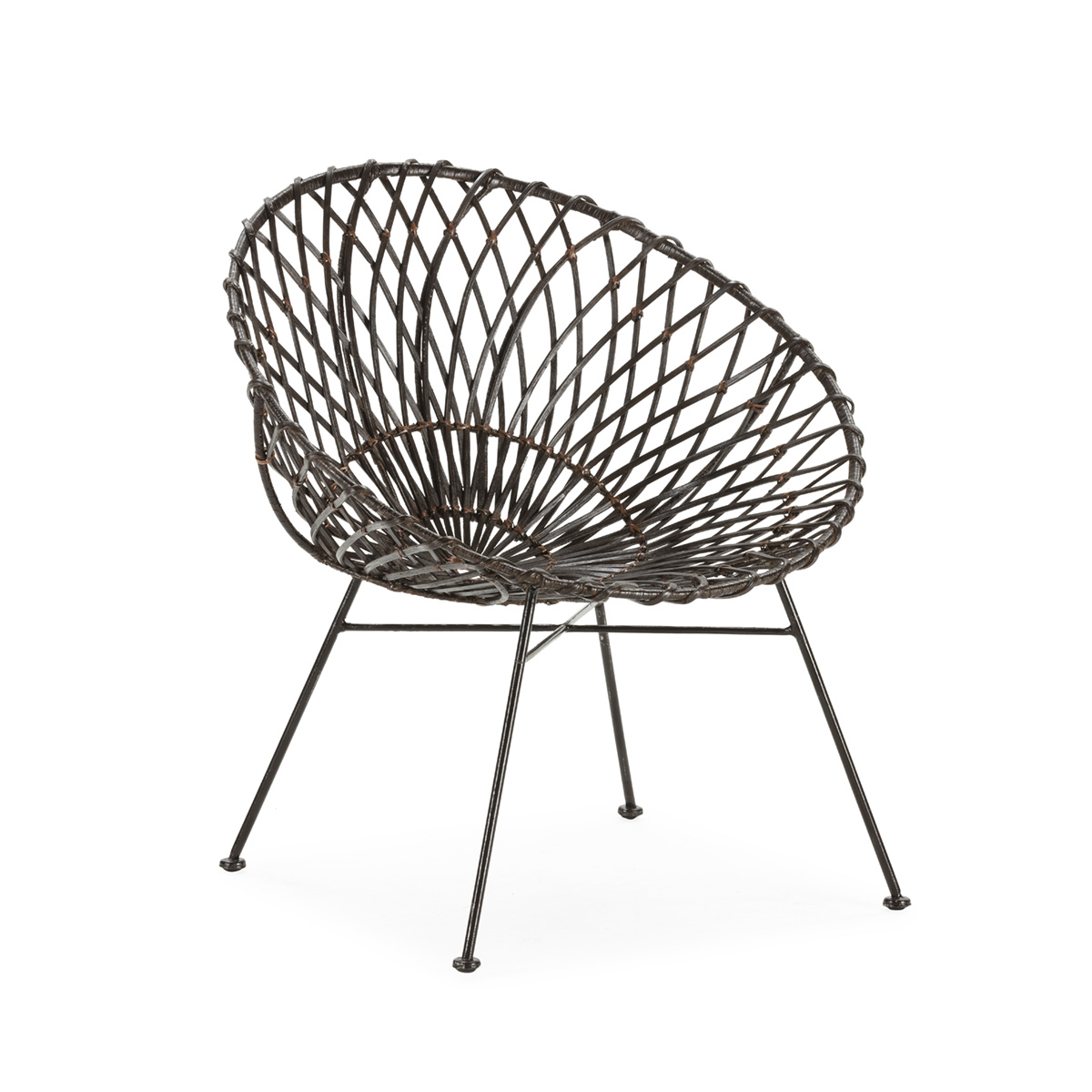 Sillón 67x72x77 cm Metal/Mimbre -- Negro/Marrón
