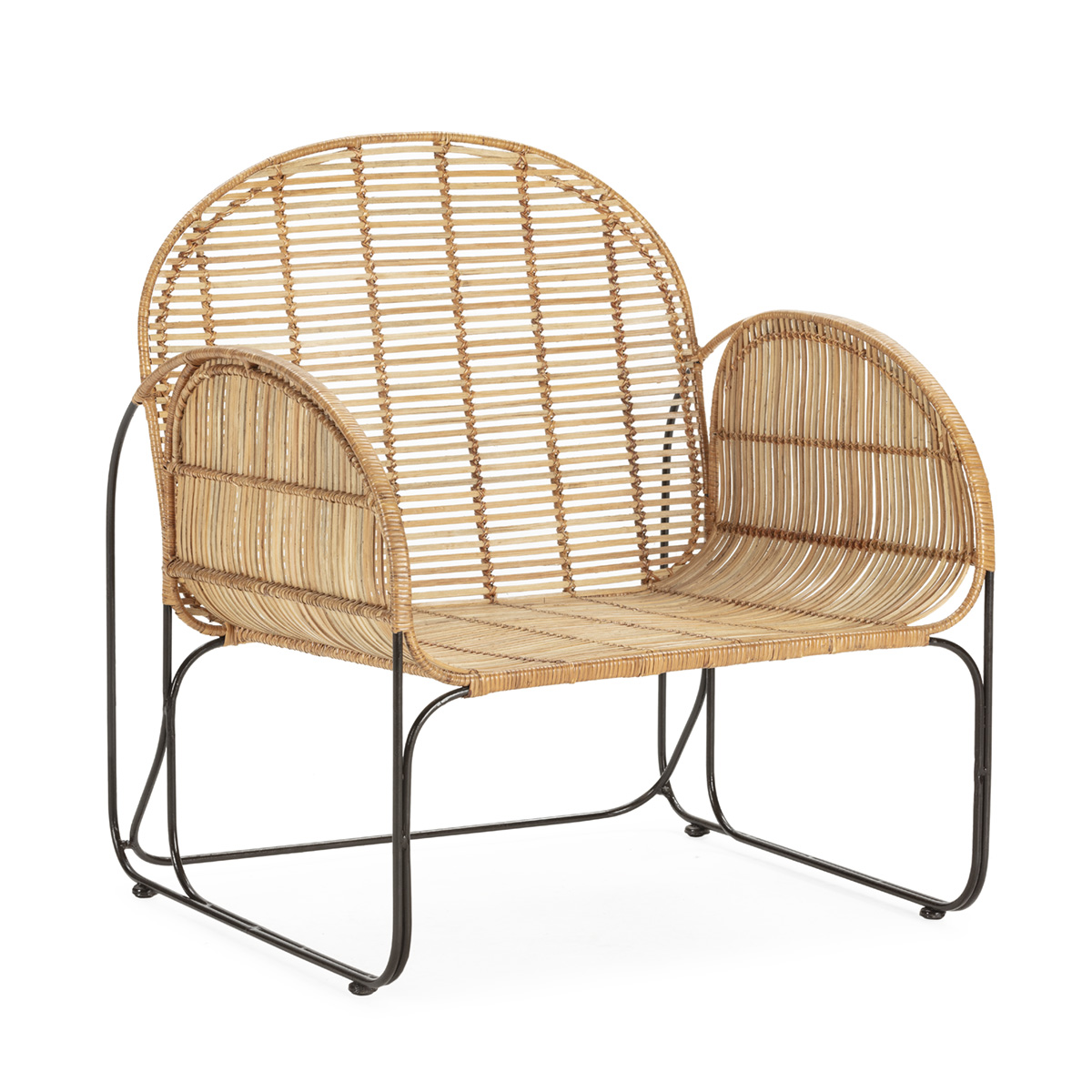 Sillón 69x75x84 cm Metal/Mimbre -- Negro/Natural