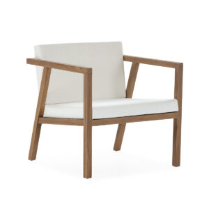 Sillón 70x70x80 Madera de Teca/Tela -- Natural/Blanco