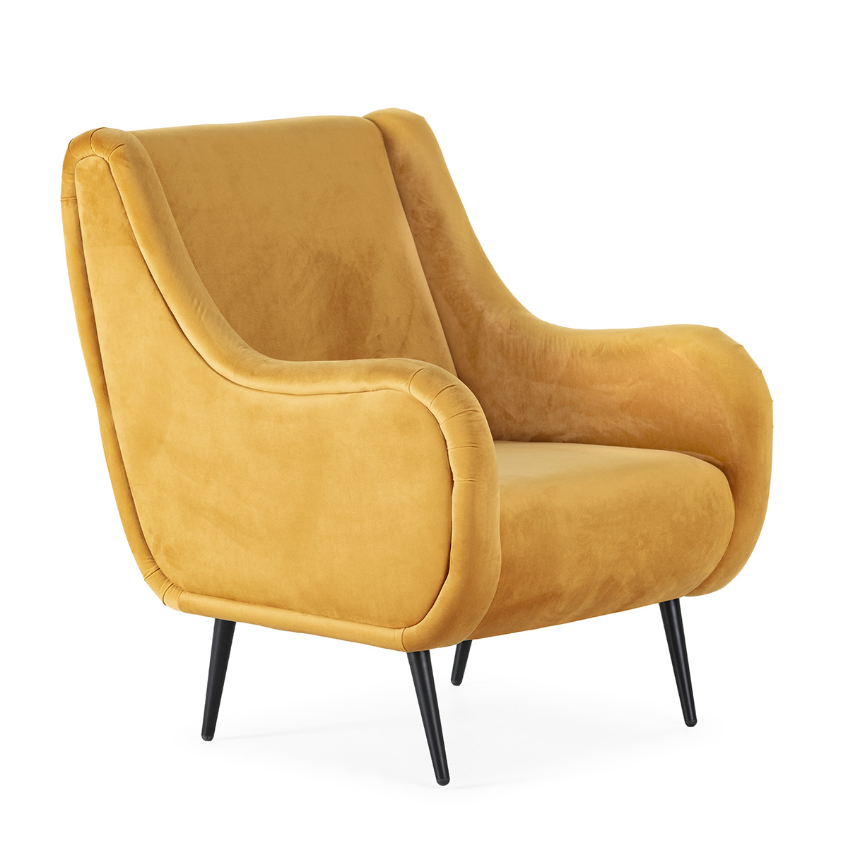 Sillón 70x80x88 Terciopelo/Metal -- Amarillo/Negro