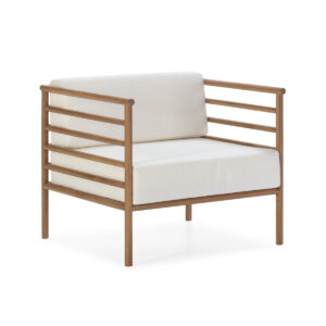 Sillón 72x78x68 Madera de Teca/Tela -- Natural/Blanco