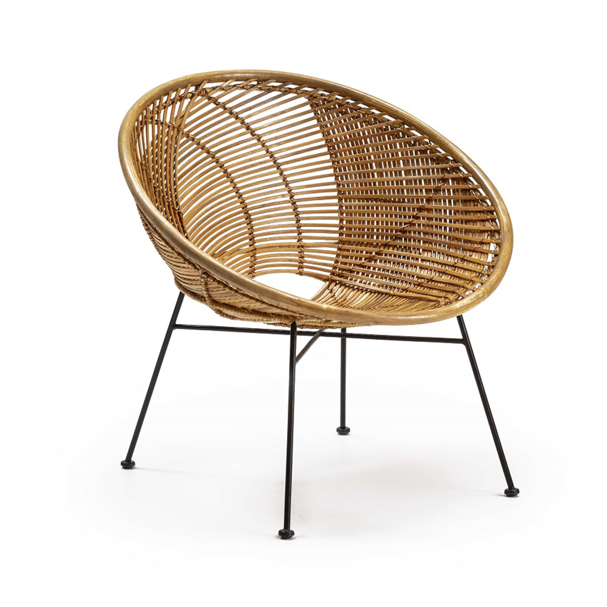 Sillón 72x78x80 Mimbre/Metal Natural/Negro