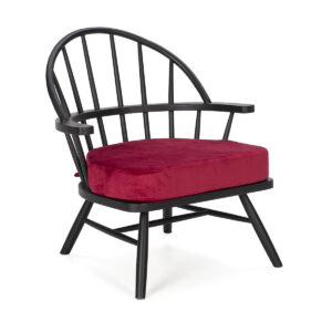 Sillón 73x71x77 Madera Negro/Tela Rojo