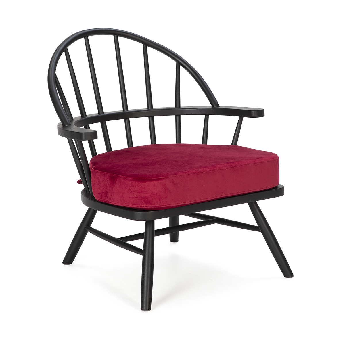 Sillón 73x71x77 Madera Negro/Tela Rojo