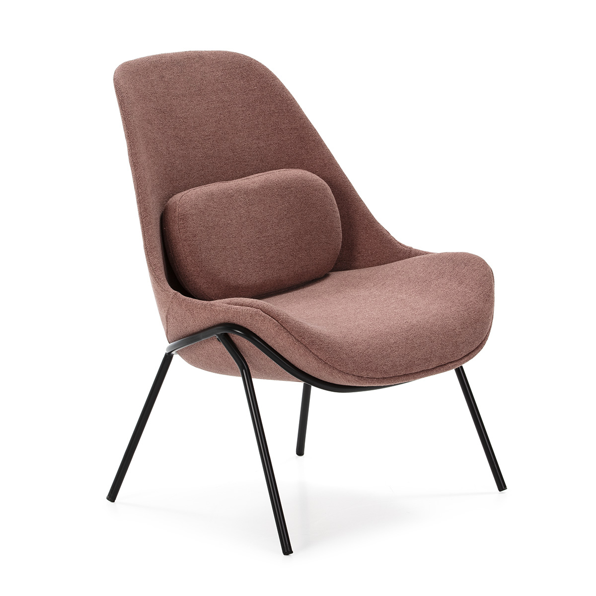 Sillón 73x74x92 Metal Negro/Tela Rosa