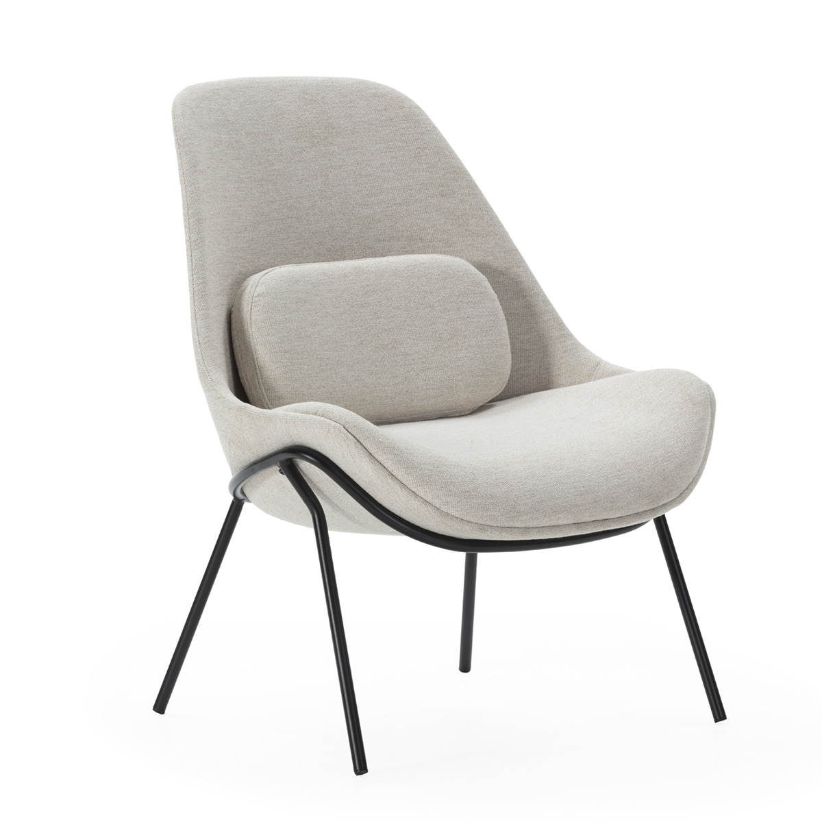 Sillón 73x74x92 Metal/Tela -- Negro/Beige