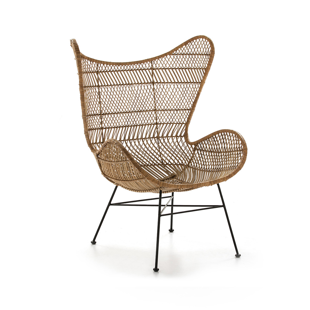 Sillon 74x81x110 Metal Negro/Mimbre Natural