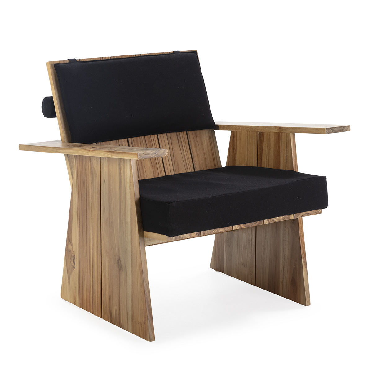 Sillón 78x81x80 Madera de Teca/Poliéster Natural/Negro