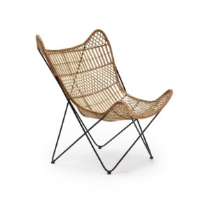 Sillón 85x82x101 Mimbre/Metal Natural/Negro