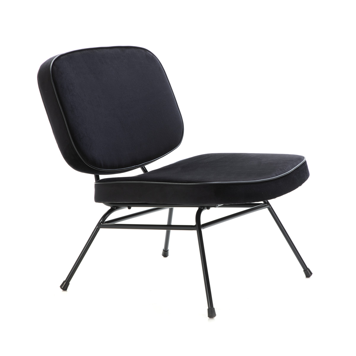 Sillón 86x70x70 Metal Negro/Terciopelo Negro