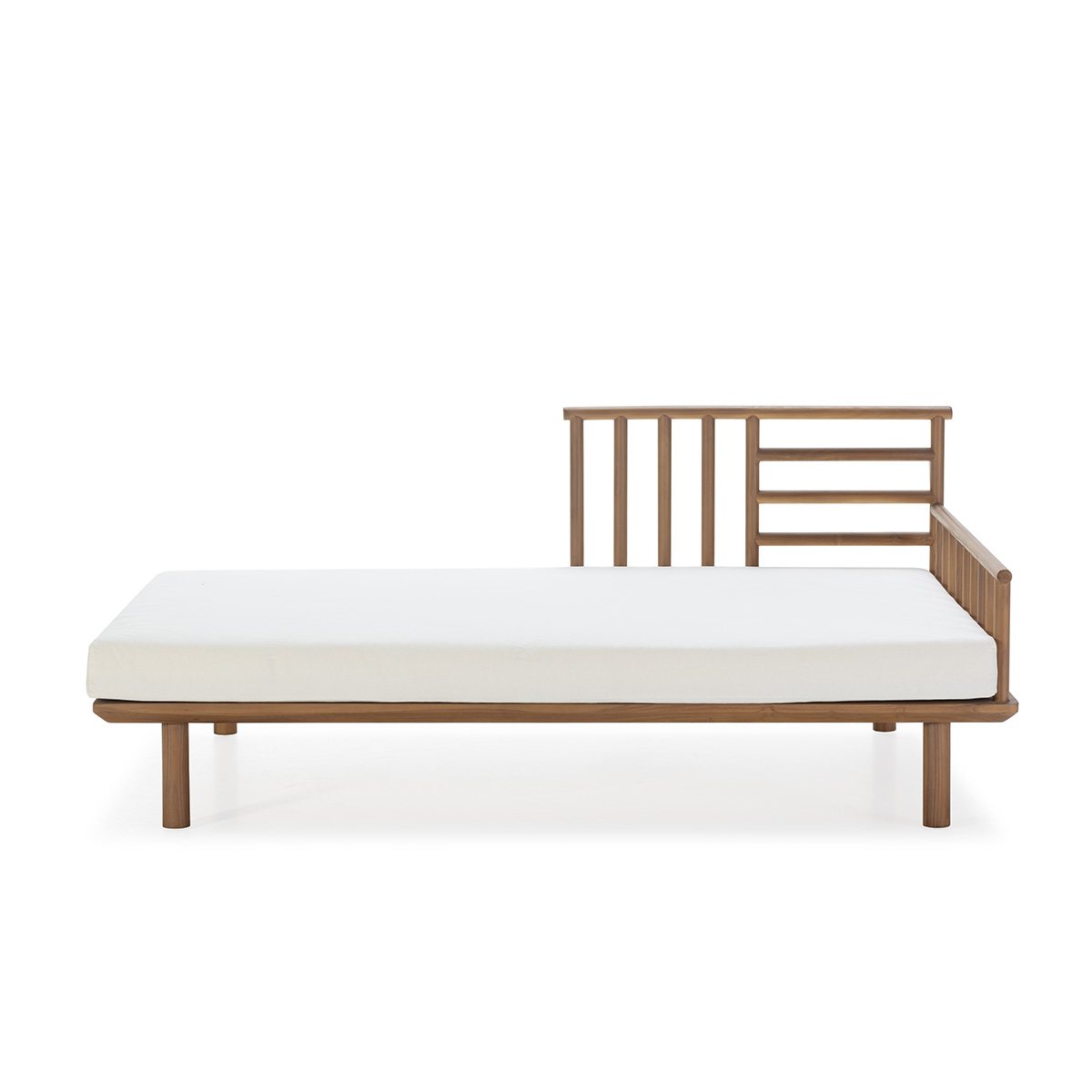 Sofá 170x80x80 Madera de Teca/Tela -- Natural/Blanco