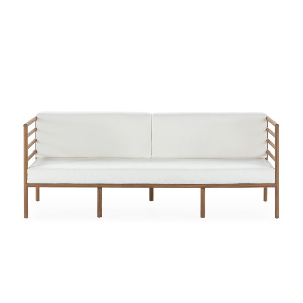 Sofá 180x72x68 Madera de Teca/Tela -- Natural/Blanco