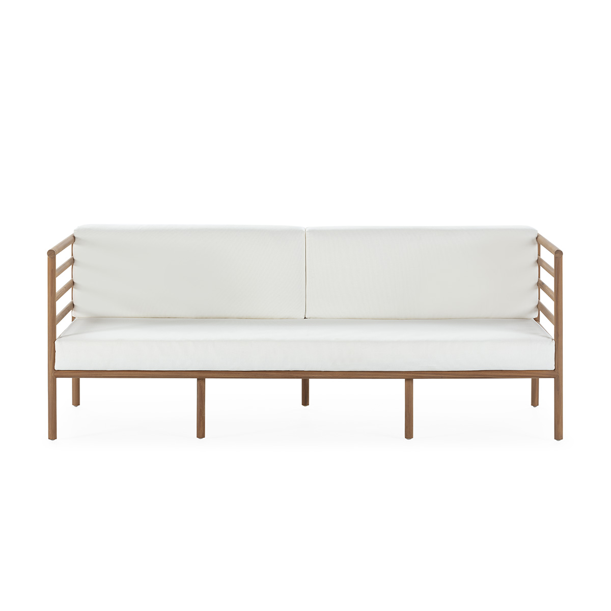 Sofá 180x72x68 Madera de Teca/Tela -- Natural/Blanco