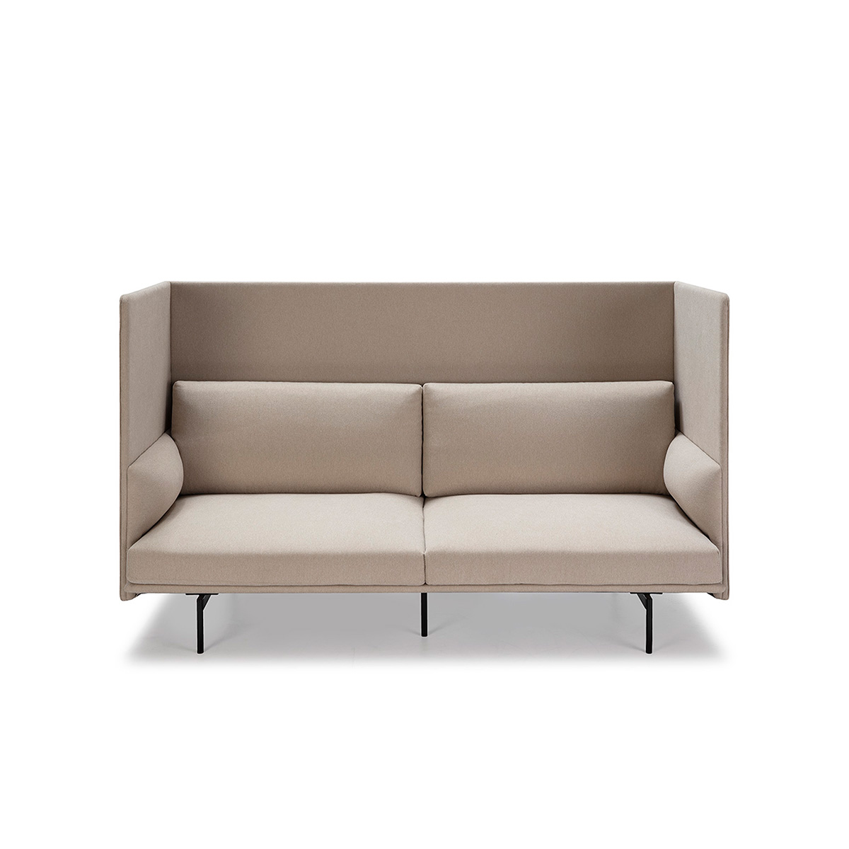 Sofá 186x82x115 Metal Negro/Tela Crema