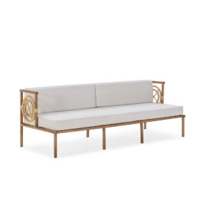 Sofá 190x76x65 Madera de Teca/Tela -- Natural/Blanco