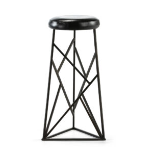 Taburete 30x30x71 Metal Negro/P.Piel Negro