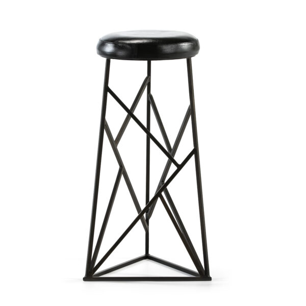 Taburete 30x30x71 Metal Negro/P.Piel Negro