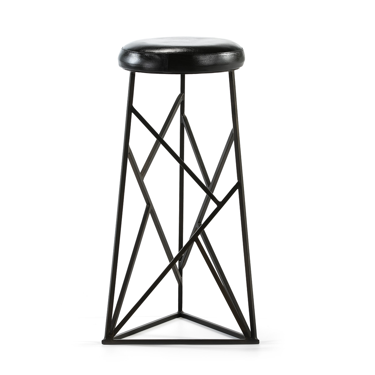 Taburete 30x30x71 Metal Negro/P.Piel Negro