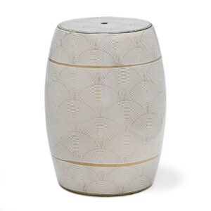Taburete 32x43 Cerámica Blanco/Dorado