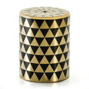 Taburete 33x33x43 Cerámica Dorado/Negro