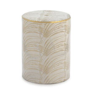 Taburete 33x33x45 Cerámica Blanco/Dorado