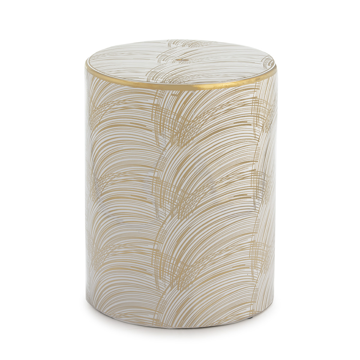 Taburete 33x33x45 Cerámica Blanco/Dorado