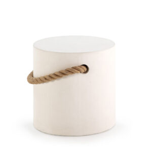 Taburete 40x40x40 Cuerda/Cemento -- Blanco