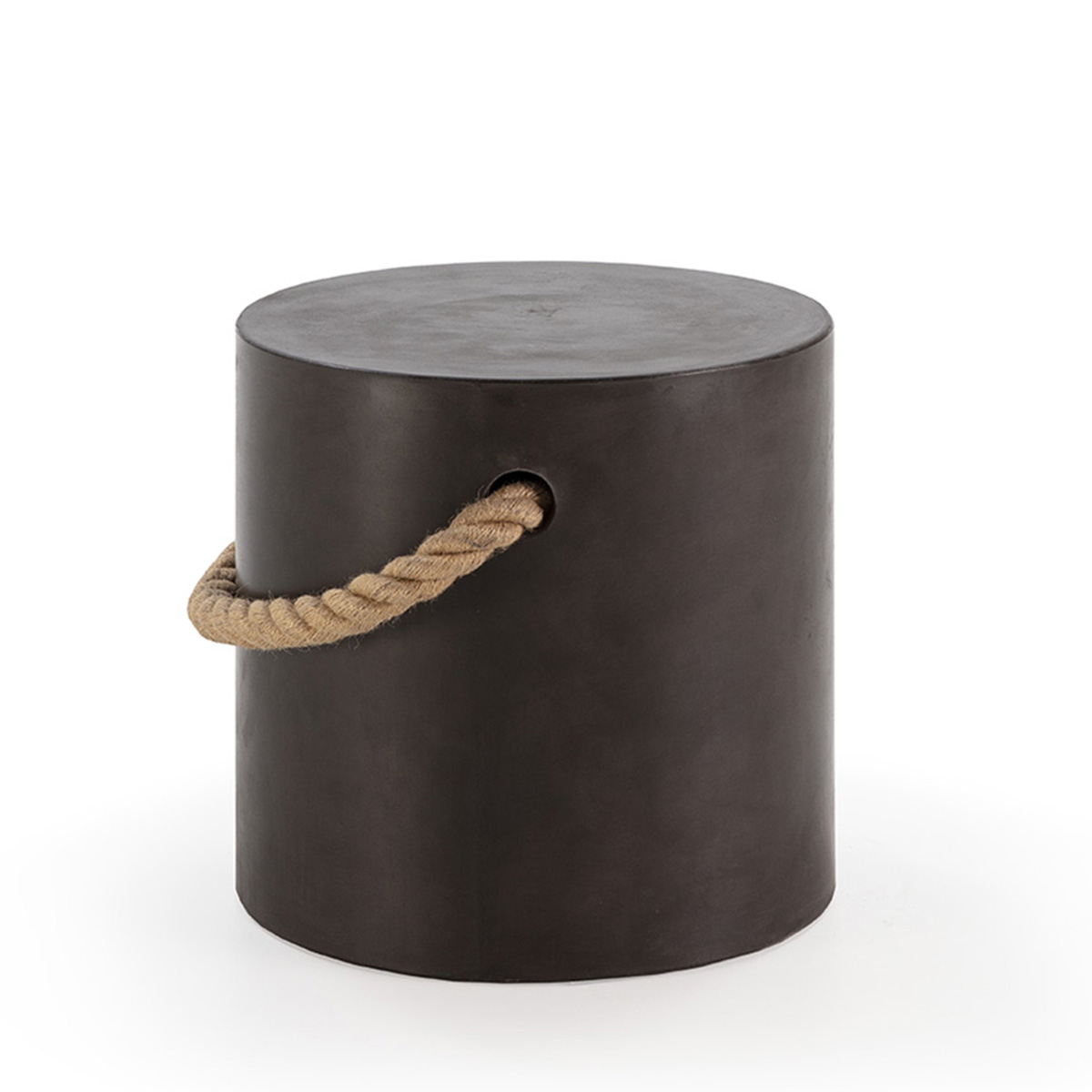 Taburete 40x40x40 Cuerda/Cemento -- Negro