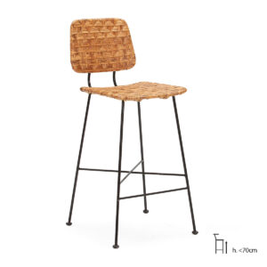 Taburete 41x55x98 Metal Negro/Mimbre Natural
