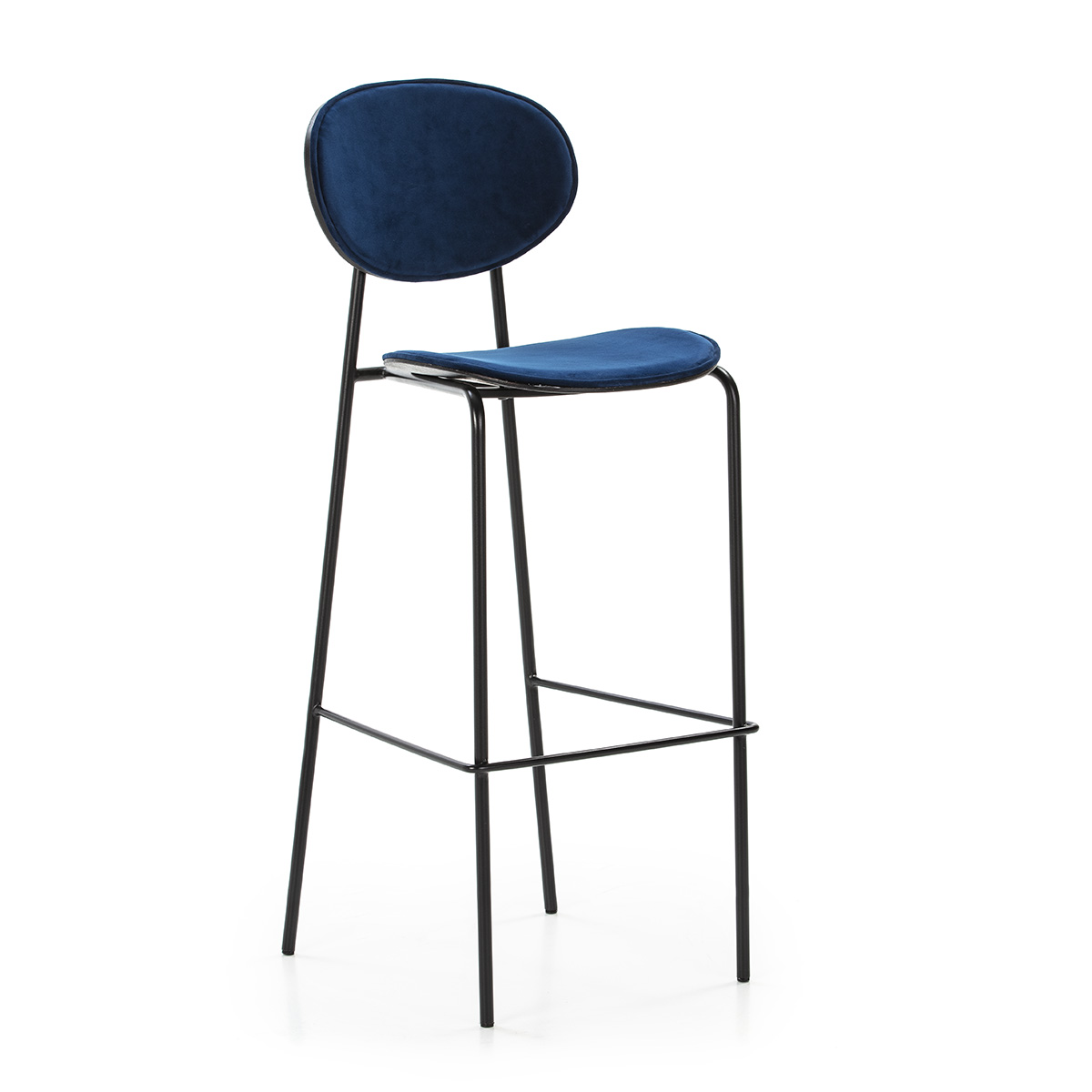 Taburete 42x51x107 Metal Negro/ABS Negro/Terciopelo Azul