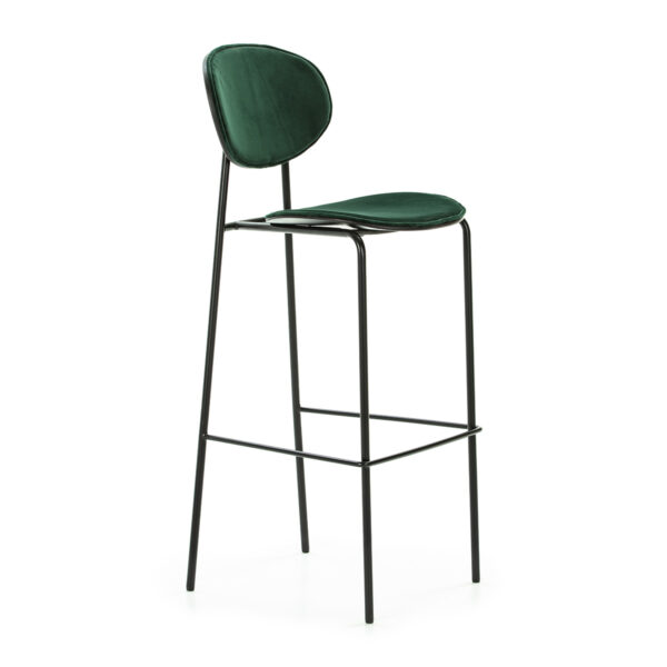 Taburete 42x51x107 Metal Negro/ABS Negro/Terciopelo Verde