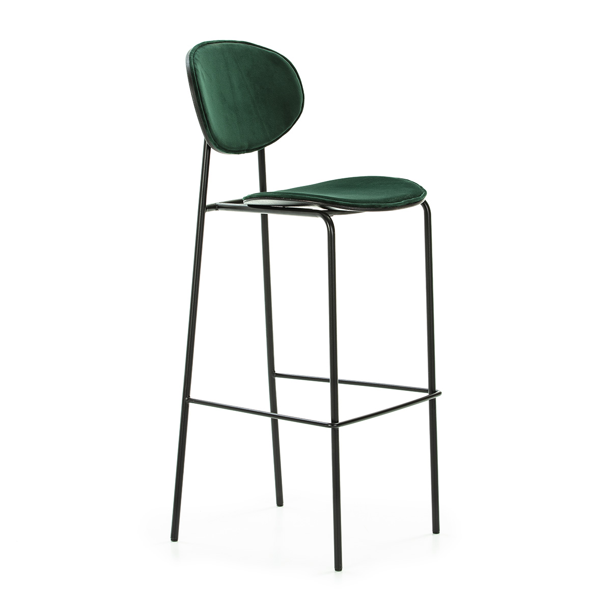 Taburete 42x51x107 Metal Negro/ABS Negro/Terciopelo Verde