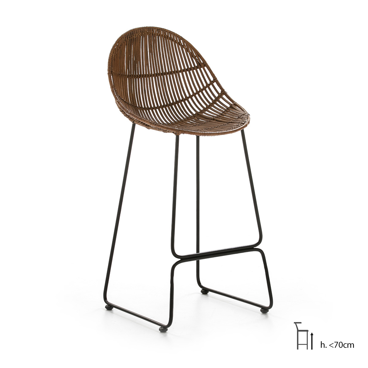 Taburete 46x45x97 Metal Negro/Mimbre Marrón