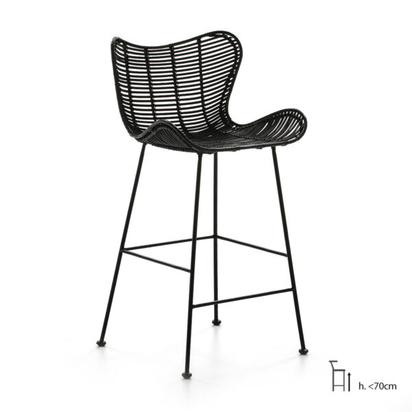 Taburete 48x46x95 Metal/Mimbre Negro