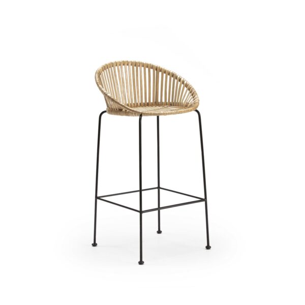 Taburete 50x54x96 Mimbre/Metal Natural/Negro