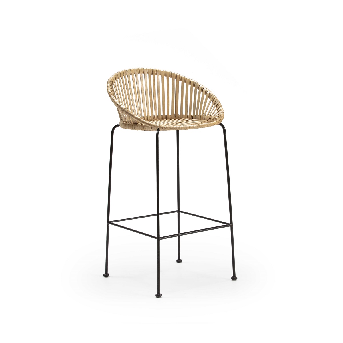 Taburete 50x54x96 Mimbre/Metal Natural/Negro
