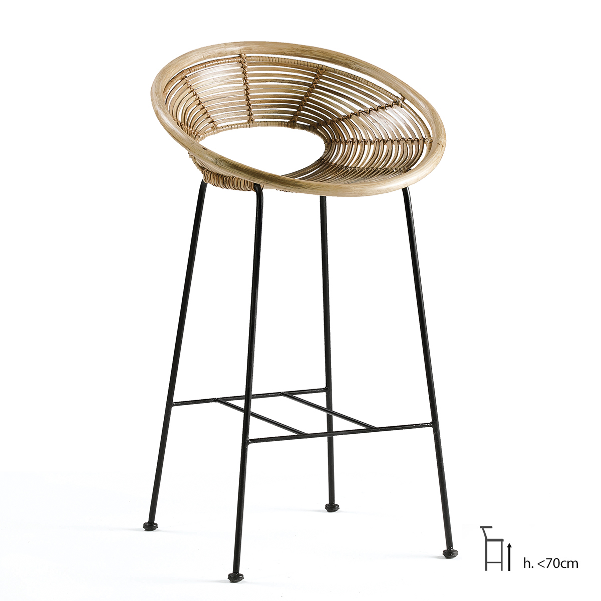 Taburete 52x55x95 Metal/Mimbre Natural