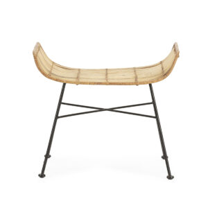 Taburete 61x41x52 cm Metal/Mimbre -- Negro/Natural