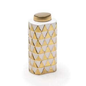 Tibor 13x10x27 Cerámica Blanco/Dorado