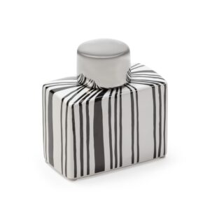 Tibor 13x7x14 Cerámica Blanco/Negro/Plata