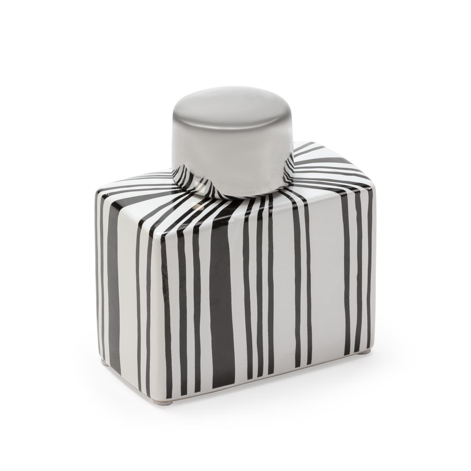 Tibor 13x7x14 Cerámica Blanco/Negro/Plata