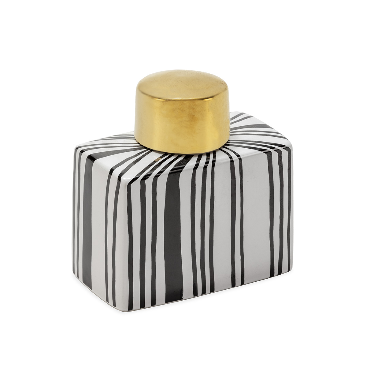 Tibor 13x7x17 Cerámica Blanco/Dorado/Negro