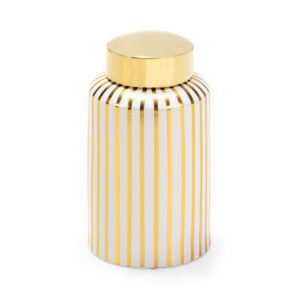 Tibor 16x16x27 Cerámica Blanco/Dorado
