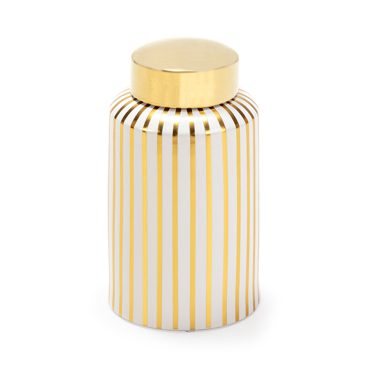 Tibor 16x16x27 Cerámica Blanco/Dorado